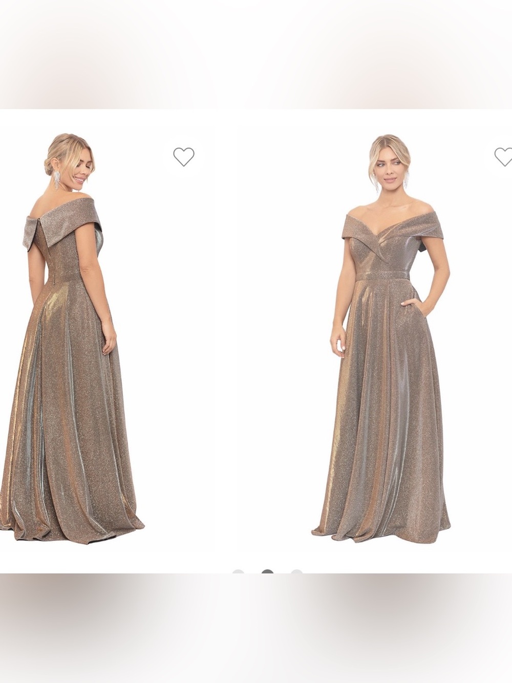 Xscape
Women's Off the Shoulder Glitter Fit and Flare Gown